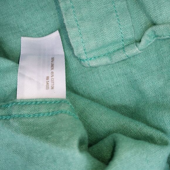 OldNavy ClassicFit XXL Green LngSlvRollTab LinenBlendPocketsButtonUp Men's Shirt - Picture 3 of 8